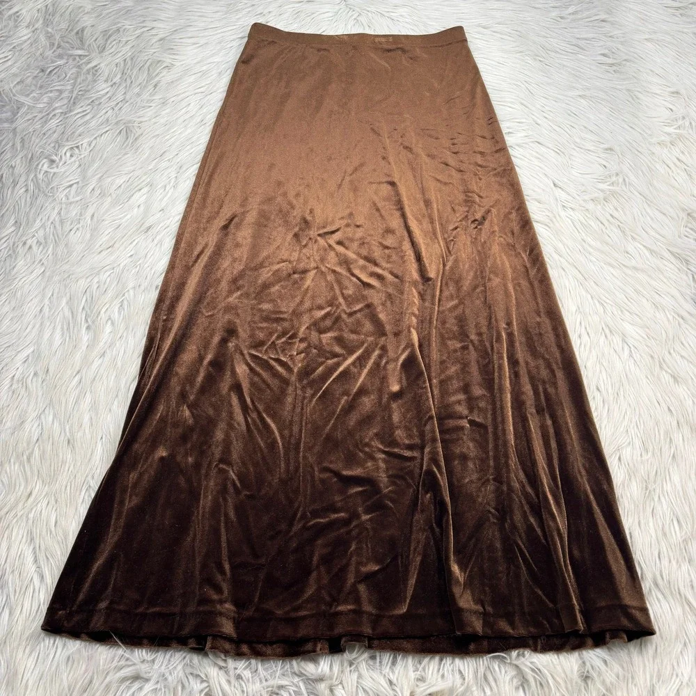 United Colors of Benetton Women's S Brown Pull On Velvet Maxi Skirt Grunge 90's